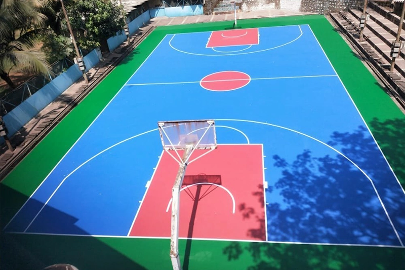 High-performance synthetic basketball court flooring by NK Contractors